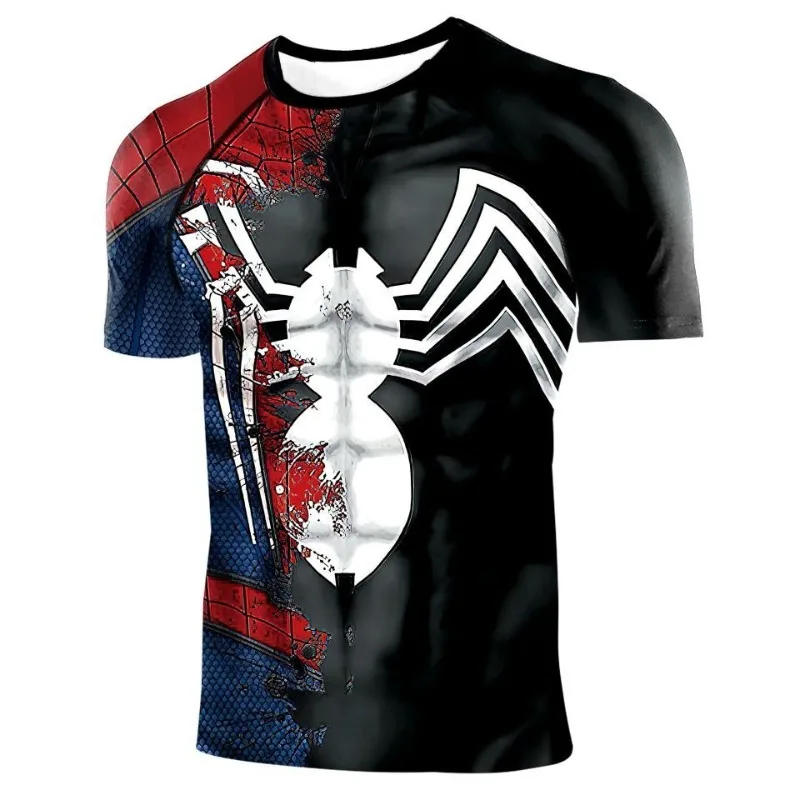 Compression Shirts for Men Short Sleeve Comics Spider Cosplay T-Shirt Superhero Top Elastic Fitness Sportwear Halloween Clothes