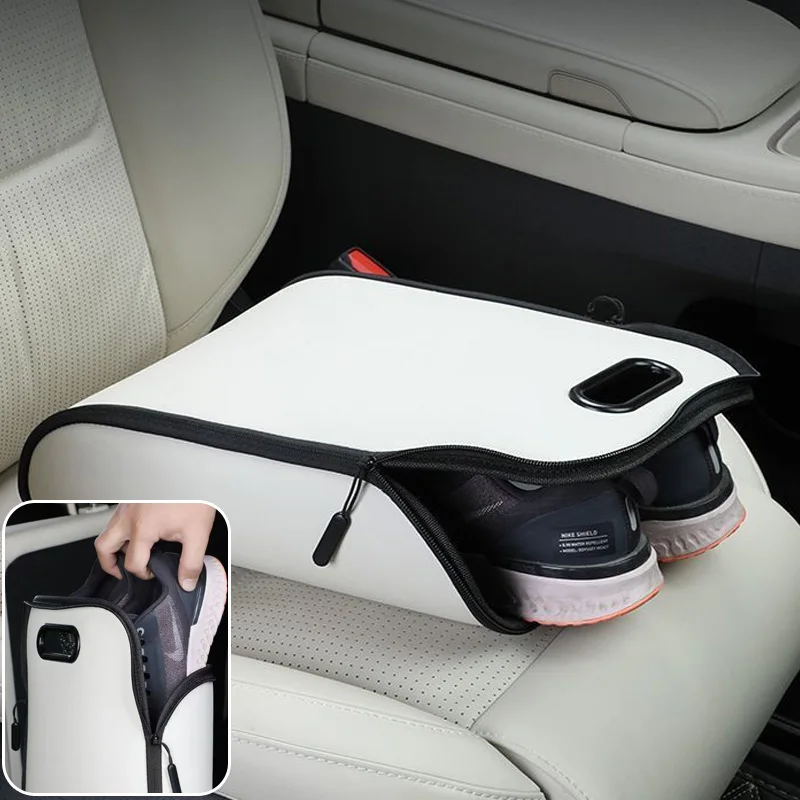 

PVC Leather Car Shoe Storage Box Large Capacity Space Saving With Silent Zipper Trunk Seat Storage Auto Accessory
