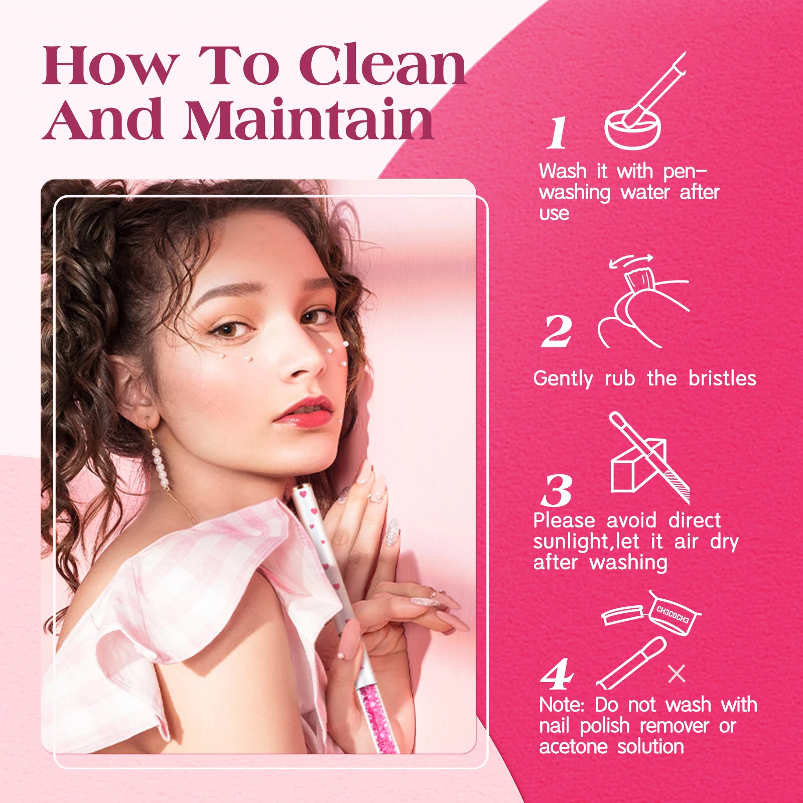 Kolinsky Pędzel do paznokci akrylowych do aplikacji akrylowej, pędzel do paznokci akrylowy okrągły owalny drewniany uchwyt proszek akrylowy