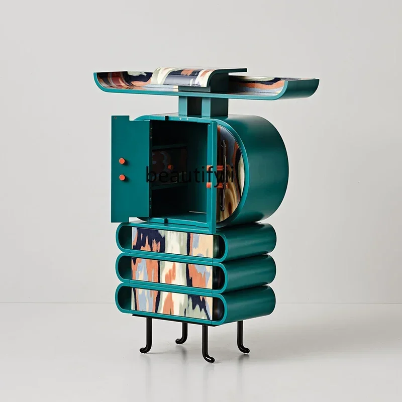 French side cabinet, living room household storage chest cabinet, color art decoration storage cabinet0420