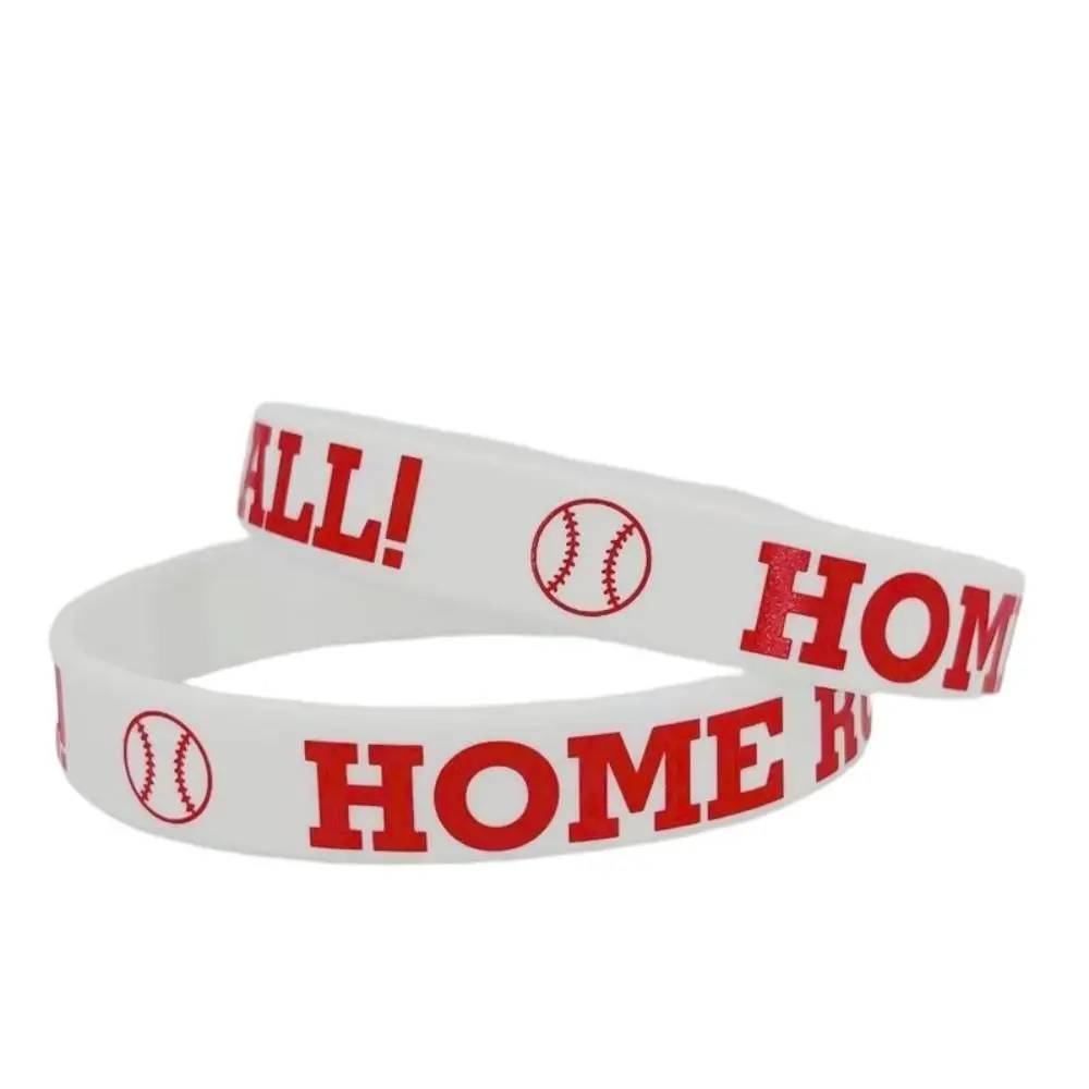 10PCS Home Run Baseball Silicone Bracelet Play Ball Stylish Softball Silicone Bracelet Durable Flat Printed Sports Rubber Band