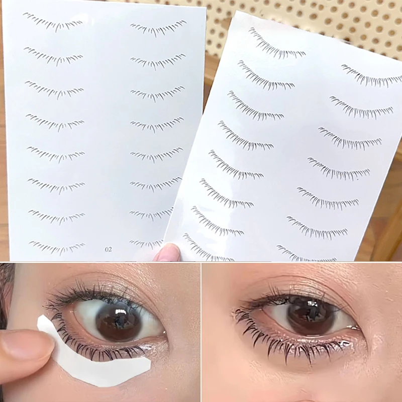 2Sheets False Eyelashes Stickers Natural 3D Lower Eyelash Tattoo Disposable Waterproof Transfer Lashes Decals Makeup Tools