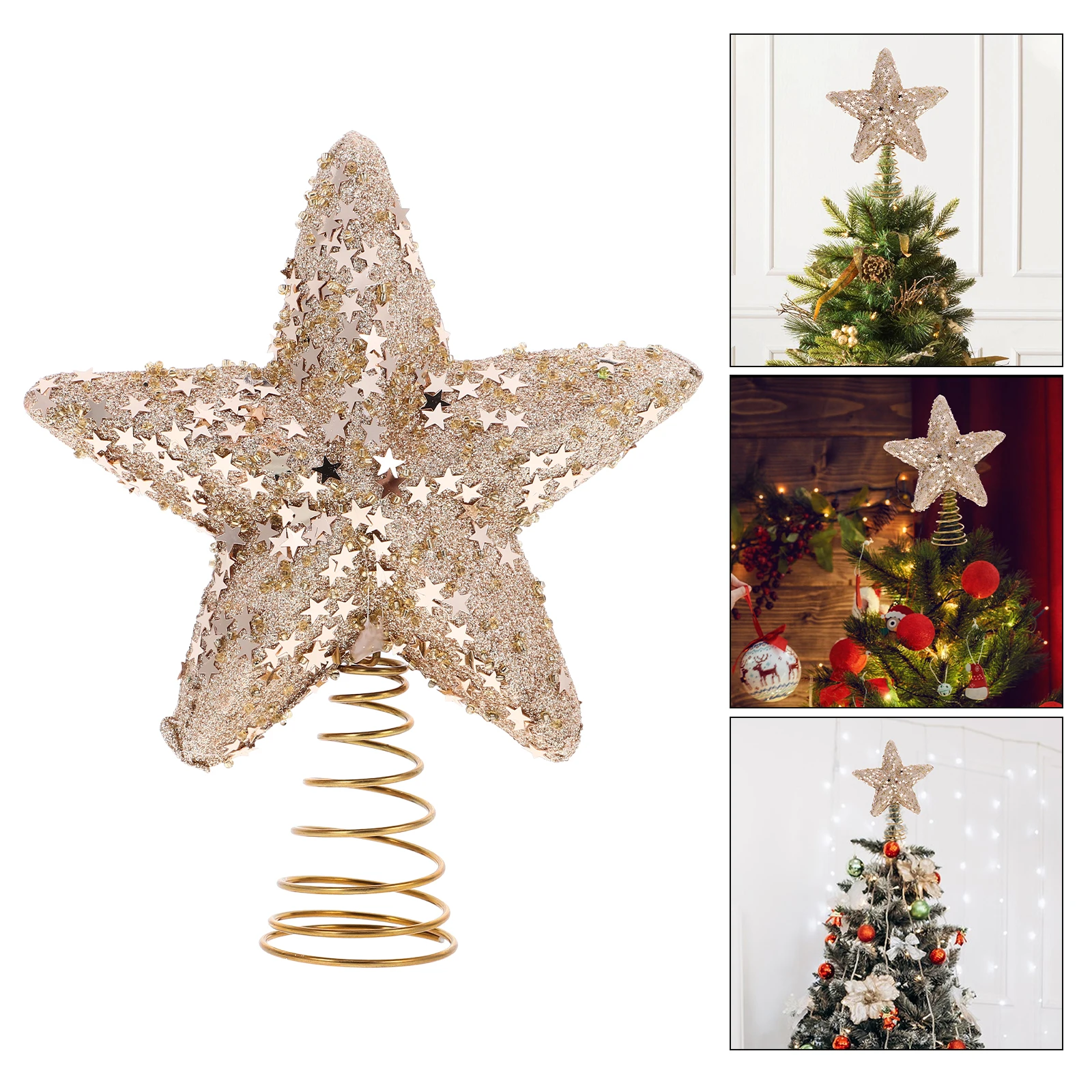 

Christmas Tree Topper Star Decorations Glitter Lightweight Xmas Tree Star Ornament Holiday Party Decorations
