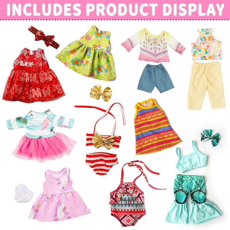 18inch/45cm Baby New Born Doll Clothes Set Dress Short Skirt Clothes Accessories Suit For Baby Kid Birthday&Festival Girl Gift