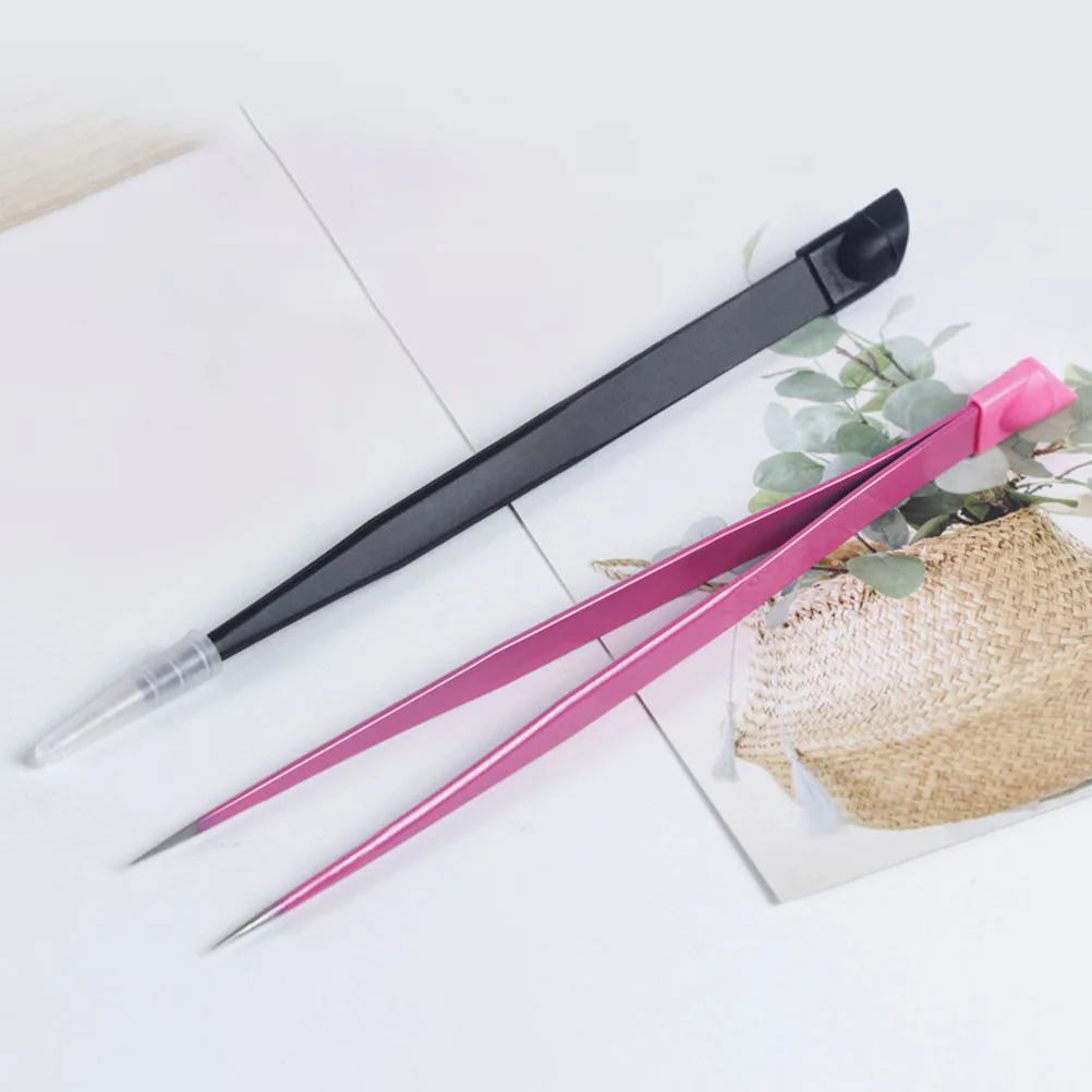 

2pcs Tweezers Mini Tools Double Nail Art Tweezers Ended Silicone Gel Manicure Precision Stainless Steel Hand Tools