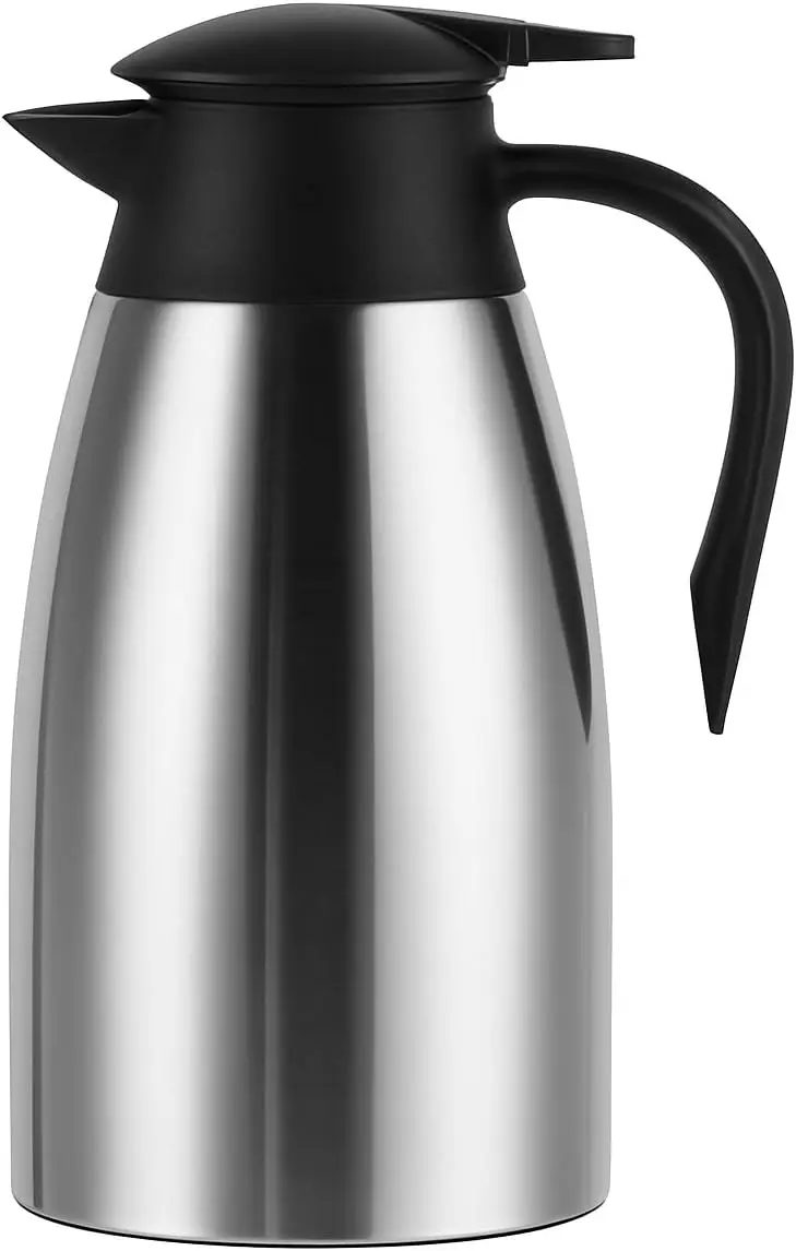 

Термос для кофе 1,5 л - из нержавеющей стали, сохраняет напитки горячими до 12 часов, холодными до 24 часов, герметичный, для дома и офиса