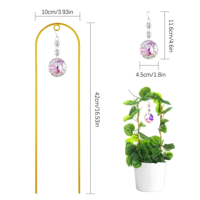 1Set Crystal Clear Sunlight Capturing Plant Fence Rainbow Solar Absorber Small Metal Plant Support Stakes
