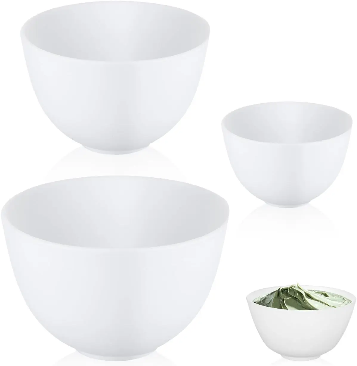3pcs/set Silicone Bowls White Face Mask Mixing Bowl Set For Facial Mask Diy Mud Hair Oil Application Esthetician Mask Bowls view 2