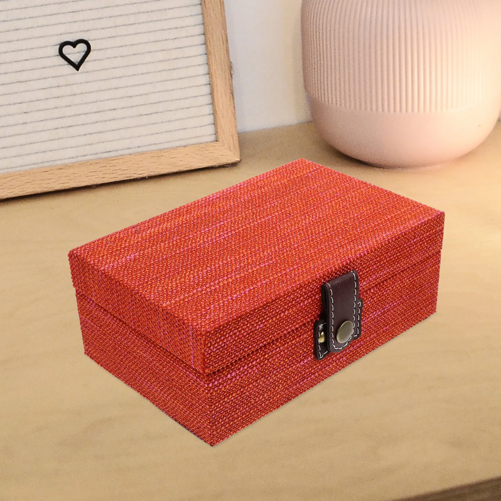 

Деревянная шкатулка для драгоценностей небольшого размера с крышкой красного цвета, декоративный чехол для дома, спальни, серег, колец, браслетов, всякая всячина, ganizer