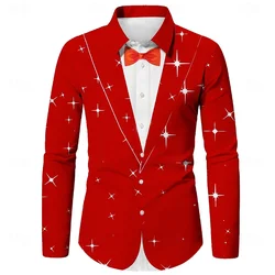 Classic Christmas holiday two-piece shirt printed long-sleeved high-end men's shirt casual fashion men's shirt daily street soci