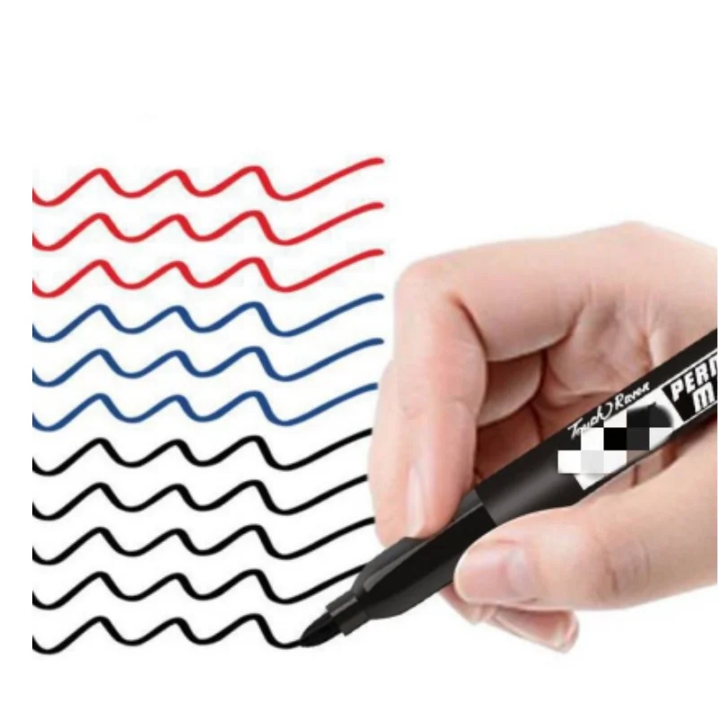 Rotuladores permanentes para dibujo de Manga, bolígrafos de boceto de tinta impermeable, material escolar de arte, papelería, color negro, azul y rojo, 6 piezas