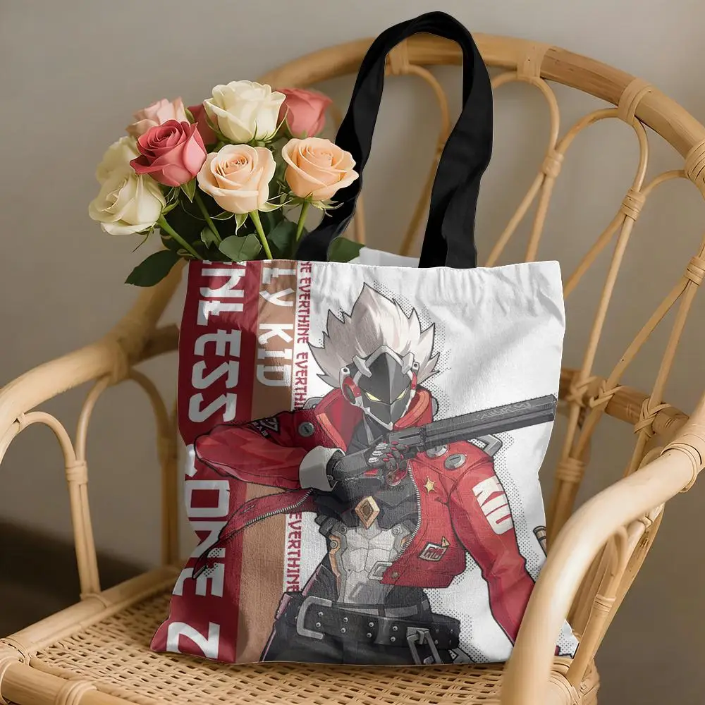 ZZZ Ellen Joe Zenless Zone Zero Storage Bags Canvas Double-Sided Print CommuteHandbag Lightweight Shopping Tote Bag Eco-Friendly
