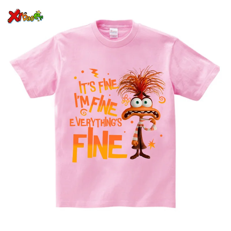 Inside Out 2 T Shirt Boys Girls Short-Sleeved T Shirts Birthday T-shirt Casual Top Cartoon TShirt Clothing Kids Clothes Fashion
