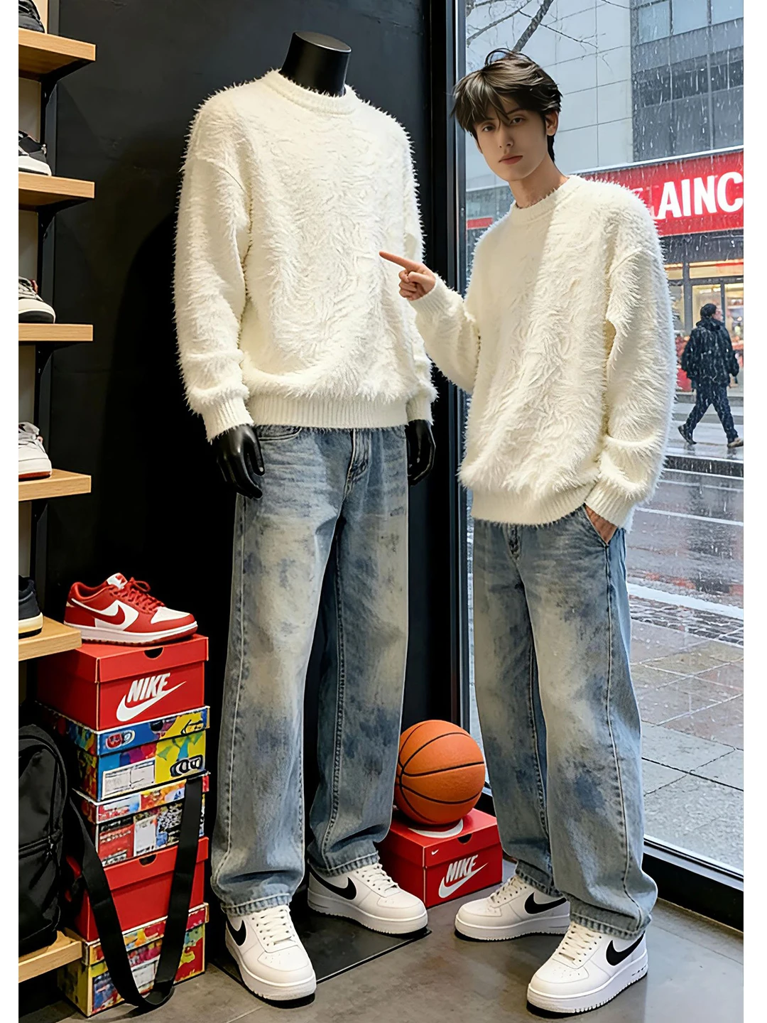 

Мужской зимний свитер Cleanfit из белого норкового бархата, мягкий и уютный, с круглым вырезом, свободного кроя, для повседневной носки Ciwalk