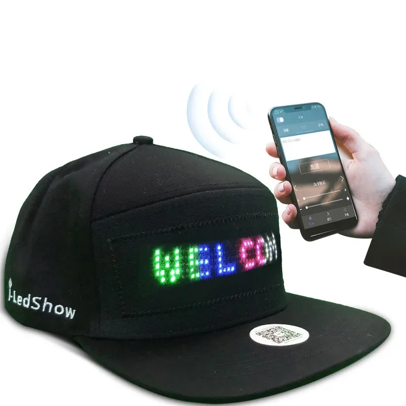 

Four Color Chose Bluetooth LED DIY Hats Neon Programmable Hat Flashing Scrolling Baseball Cap Glowing Hat