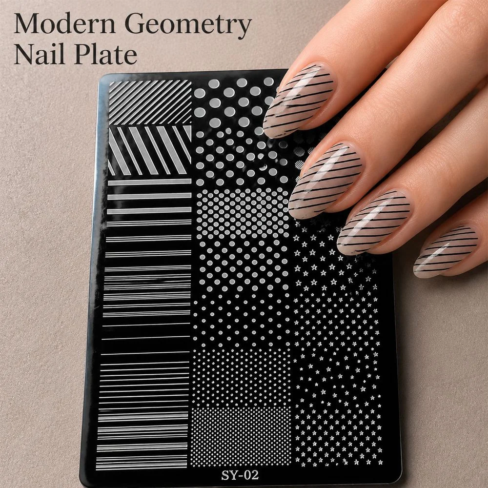 1Pc French Manicure Image Stamping Plate Star Polka Dot Stripe Metal Template Reusable Stencil For Nail Art Ornament Making
