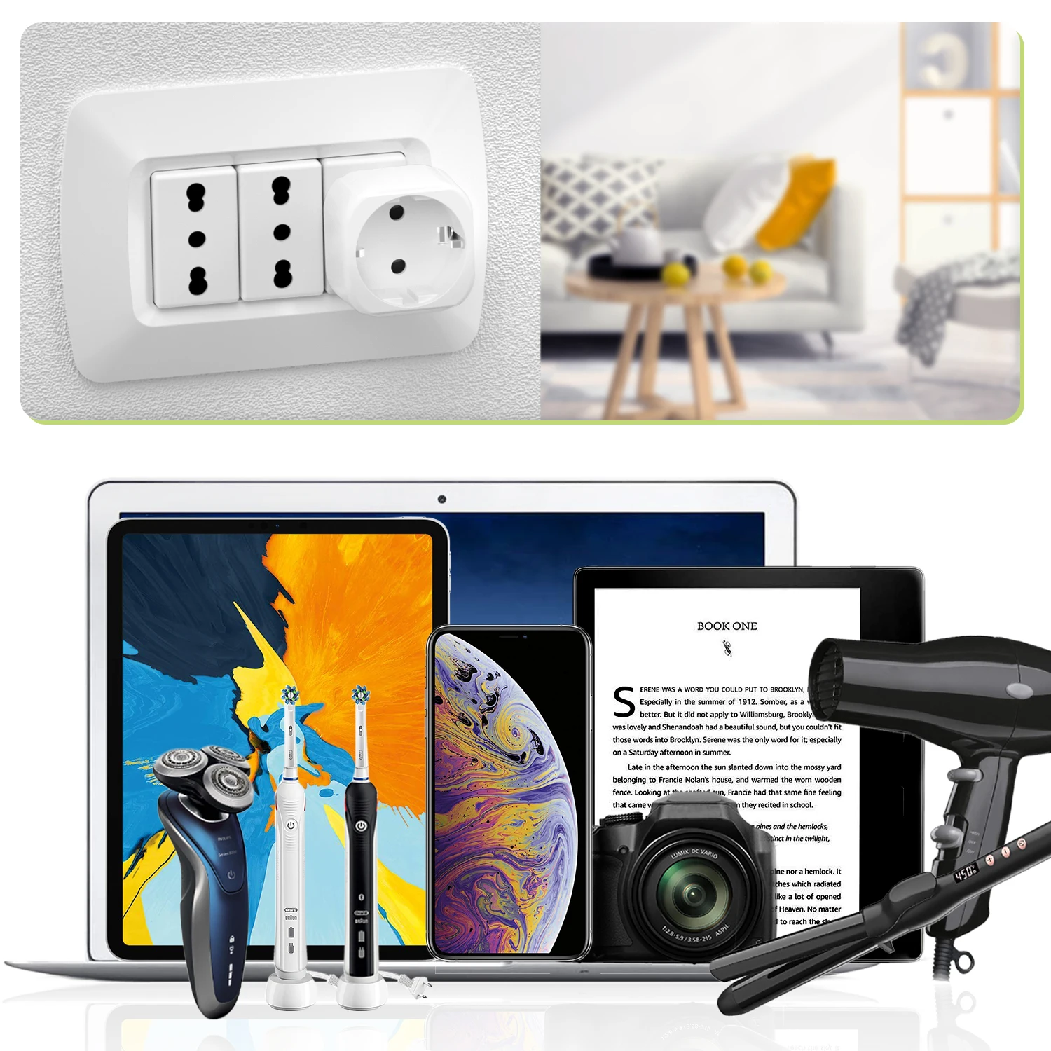 LENCENT 2 PCS EU to IT Travel Adapter Overload Protection Wall Charger European Euro Plug To Italy Adapter for Travel /Home