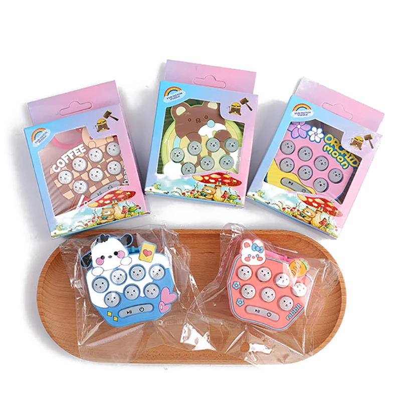 

Mini Handheld Game Machine Whack-a-mole Cartoon Pattern Electronic Luminescent Decompression Small Toy Keychain For Children