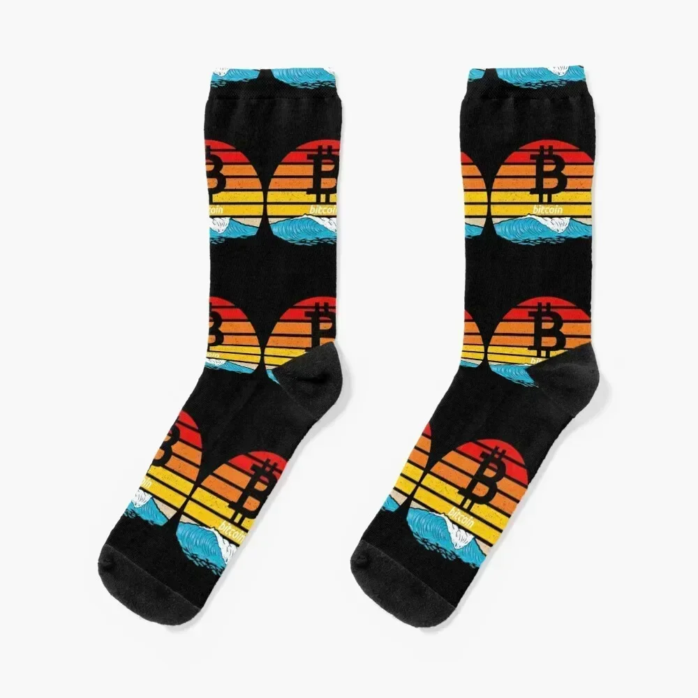 

Bitcoin Ride the Wave Socks cotton cartoon Socks For Women Men's