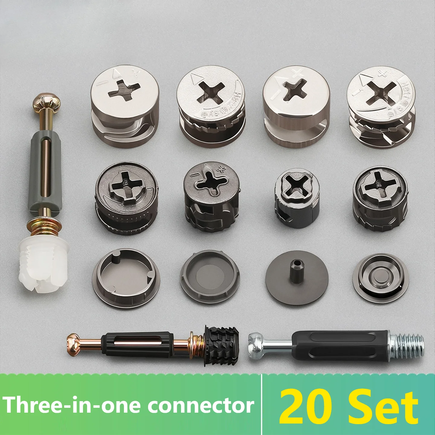 20set Thickening 3 In1 Furniture Connecting Hardware Set Cam Screw Eccentric Wheel Nut Cam Lock Nut for Wardrobe Splicing Cabine