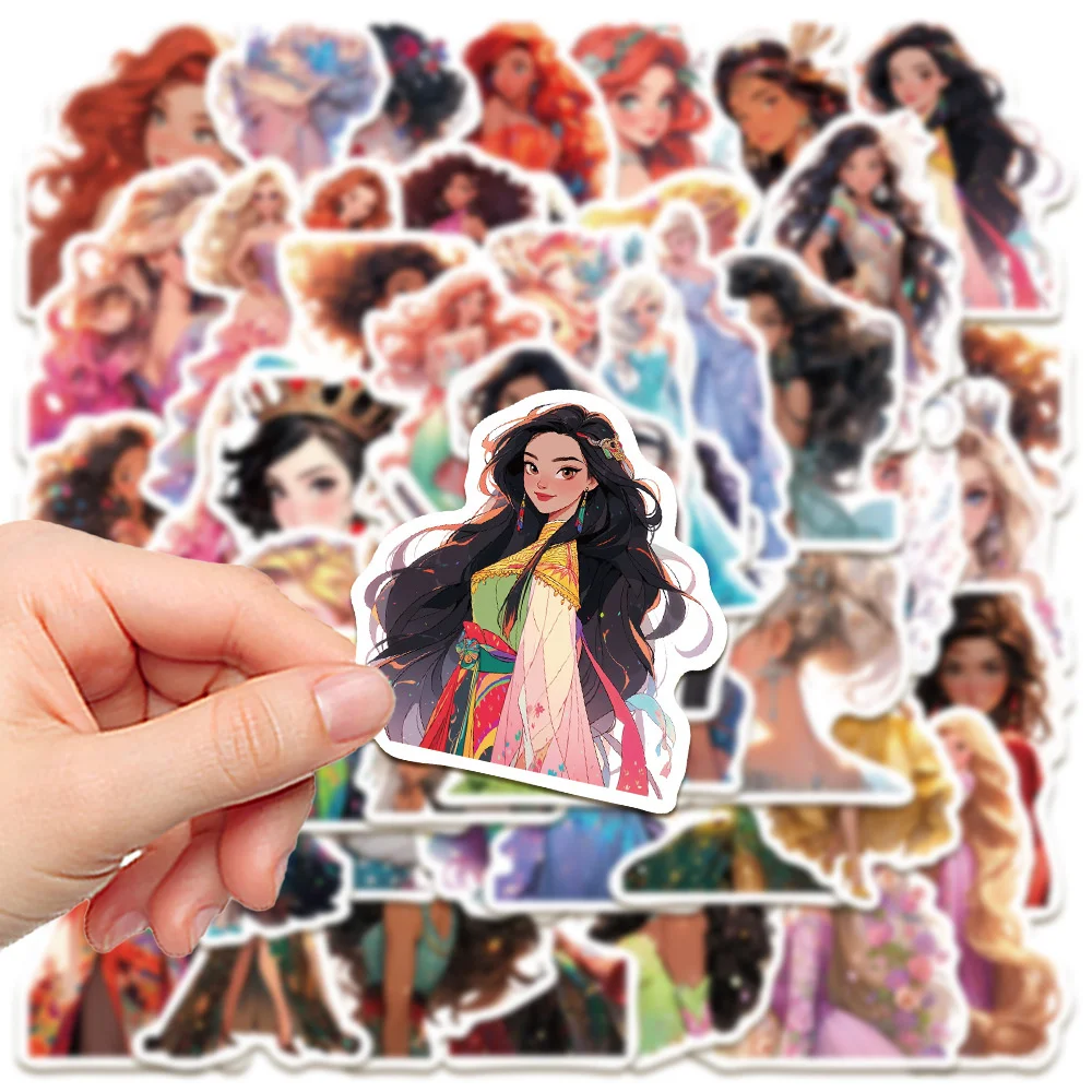 10/30/50PCS New INS Runaway Princess Sticker Cartoon Creative Animation iPad Desk Luggage Chair Decoration Waterproof Wholesale