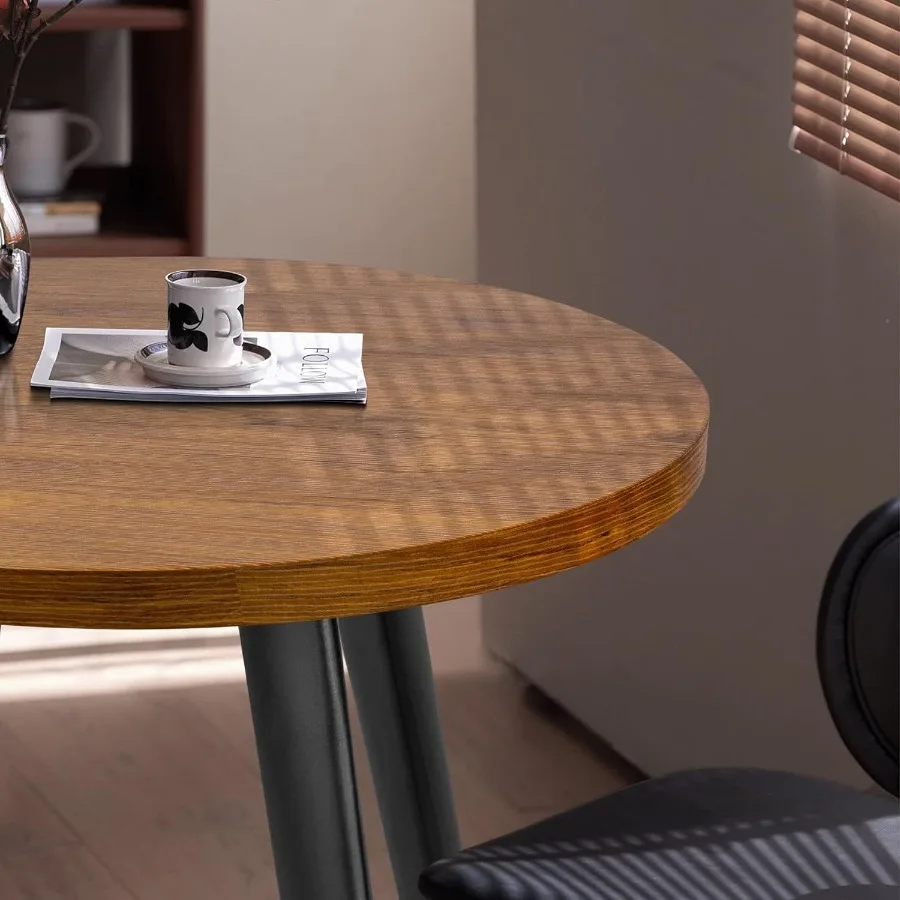 Mesa de jantar redonda pequena mesa de jantar para 2 31.5 mesa redonda mesa de cozinha moderna de meados do século com aba de grão de madeira de 1.4 espessura