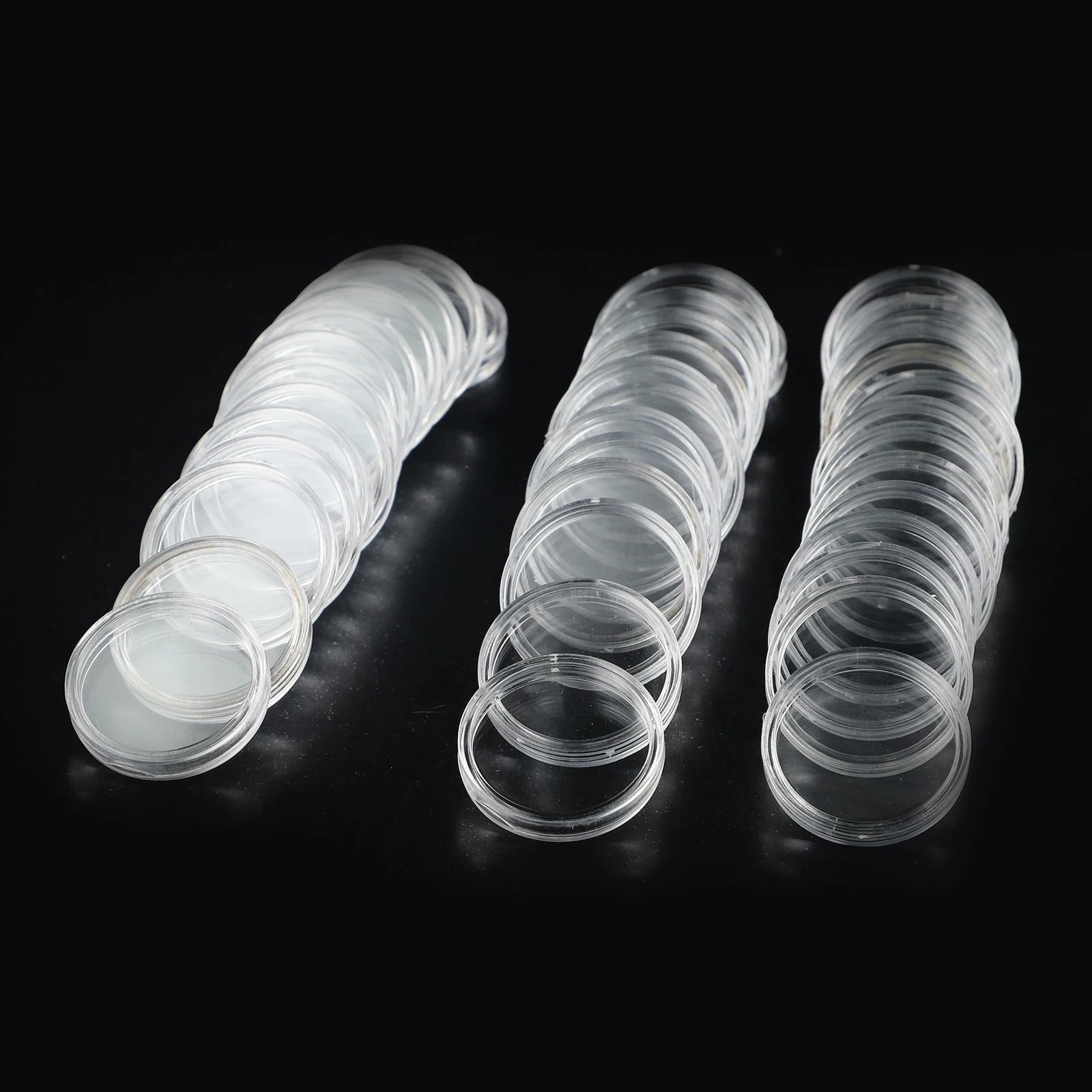 100Pcs 26mm Coin Holder Transparent Round Plastic Collecting Containers Capsules Protection Case Organizer Storage Boxes