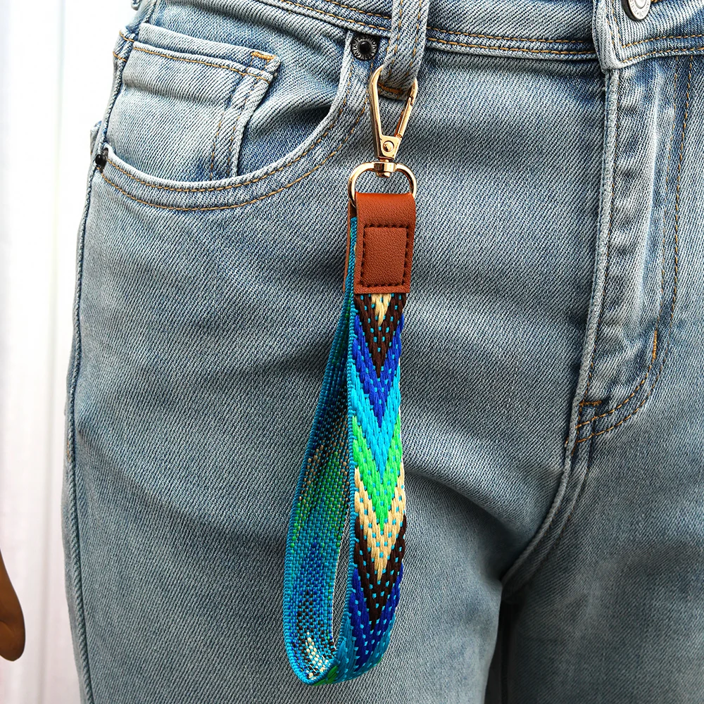 Bohemia Geometric strip wristlet keychain