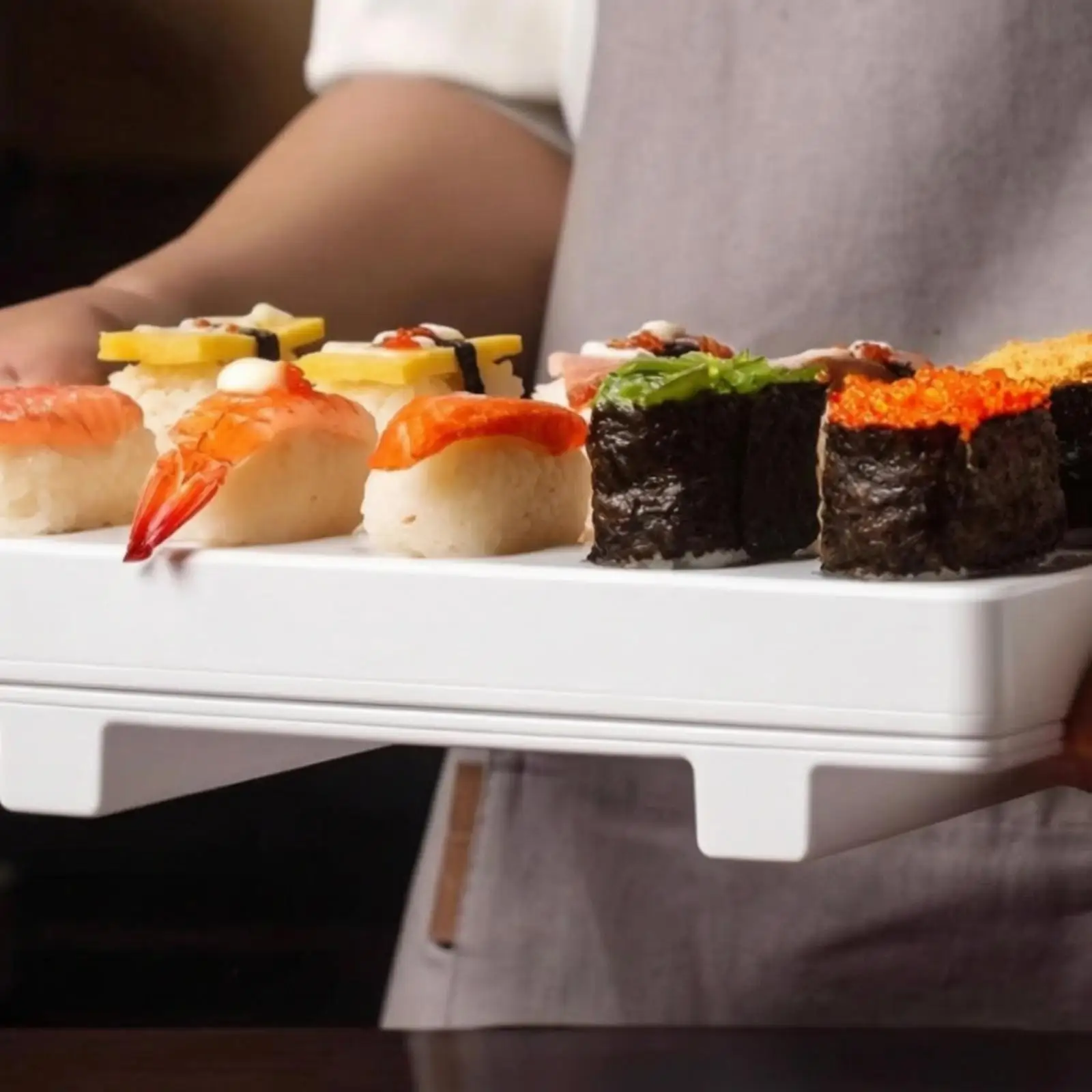 Sushi and Rice Former Quick Release Rectangular Sushi Former with Base for Home Cooks, Catering Professionals