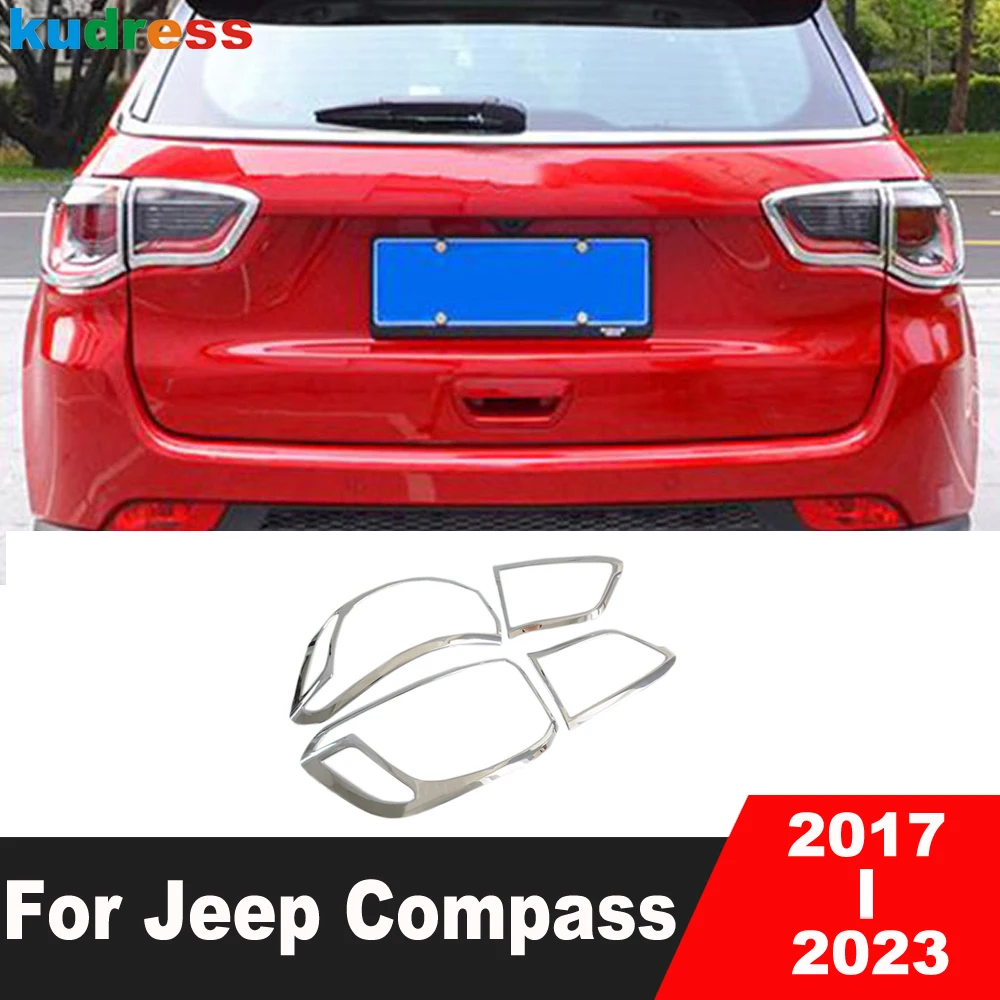 Rear Light Lamp Cover Trim For Jeep Compass 2017 2018 2019 2020 2021 2022 2023 Chrome Car Taillight Bezel Trims Accessories