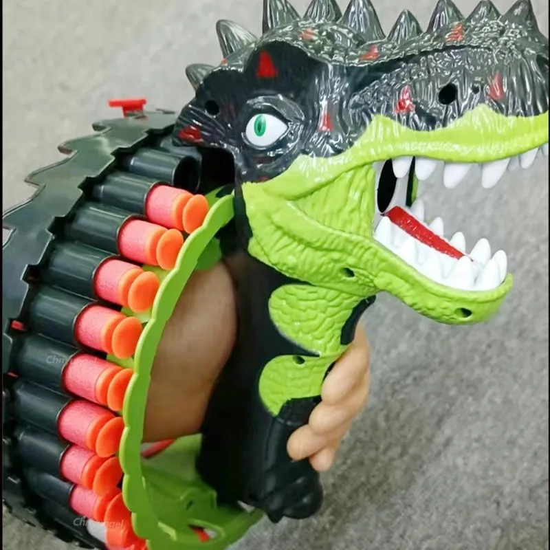 Spinning Dinosaur Wrist Gun Soft Bullet Gun Toy Kids Boys Toys Electric Burst Pistol Parent Blaster Shooting Game Brithday Gifts