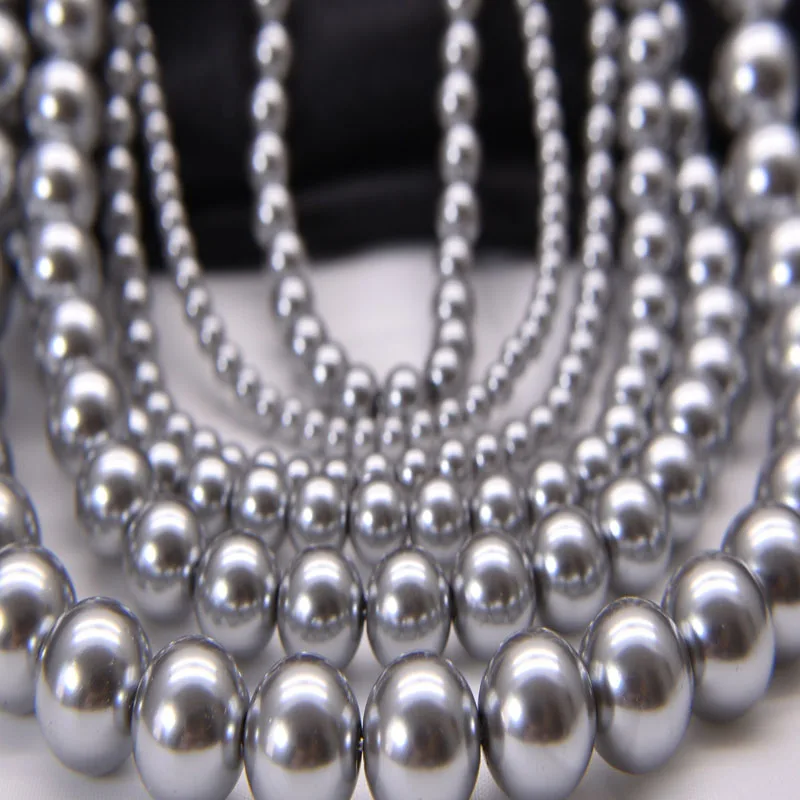 

3-12mm High Quality Imitation Gray Shell Pearl Beads Round Glass Loose Beads For Jewelry Choker Necklace Diy Bracelet Making