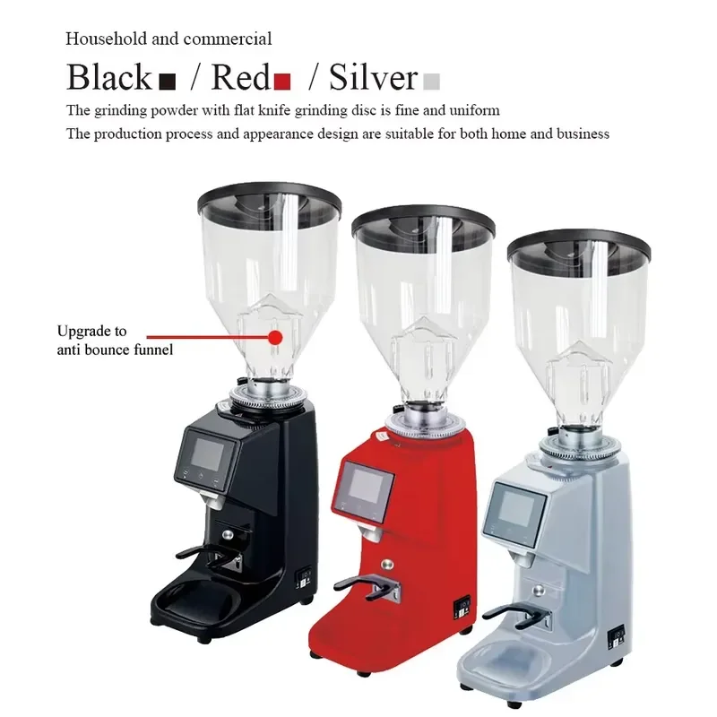 Commercial Electric Coffee Grinder 60mm Burr Stainless Steel Automatic Espresso Maker with LCD Display for Home and Cafe Use