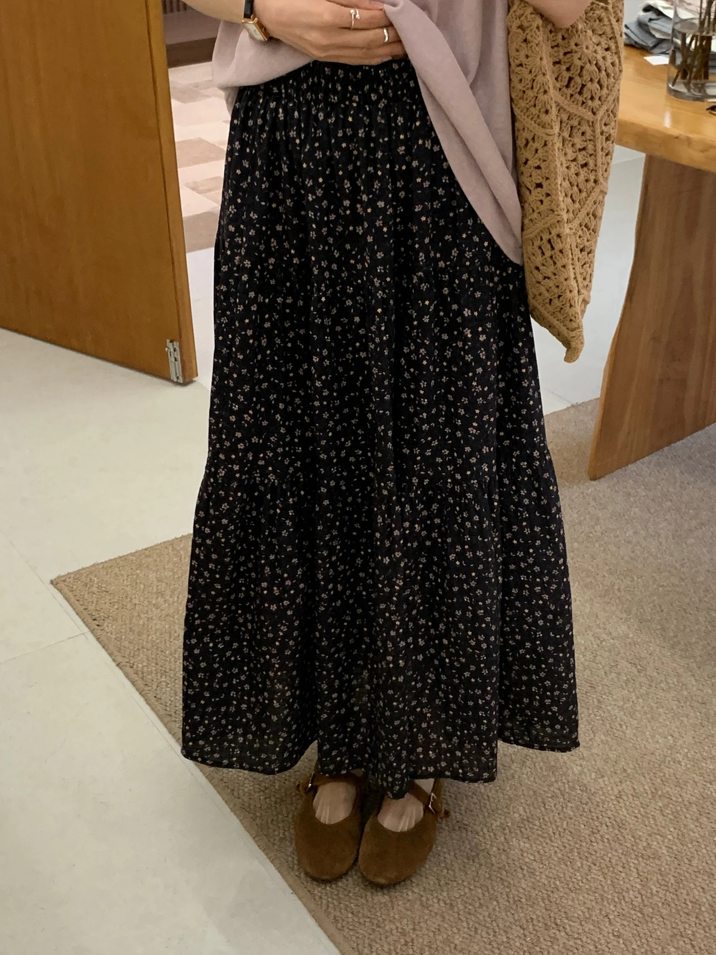 

Юбка А-силуэта с высокой талией, женская, с цветочным принтом, на резинке, повседневная, нежная, весенне-летняя, модная, в корейском стиле