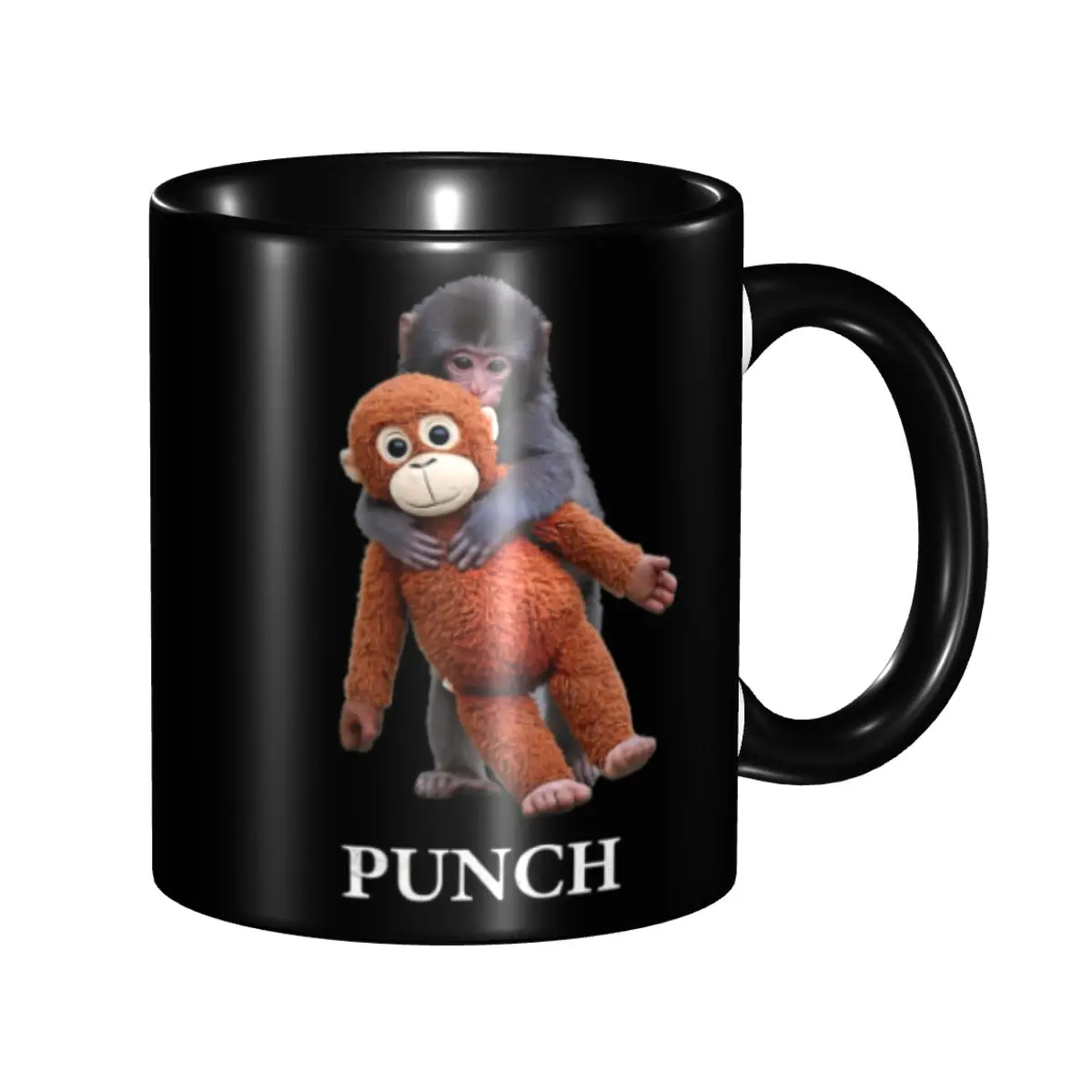 Monkey Punch Baby Monkey Holding Toy Gift Mug for Kids Adult Kawaii Coffee Cup Present for Home