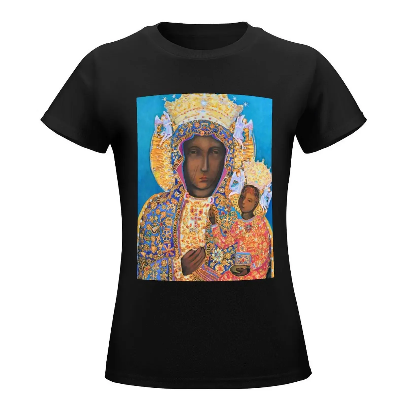 Our Lady of Czestochowa Black Madonna Poland Virgin Mary Painting T-Shirt cute clothes korean fashion funny Woman clothing