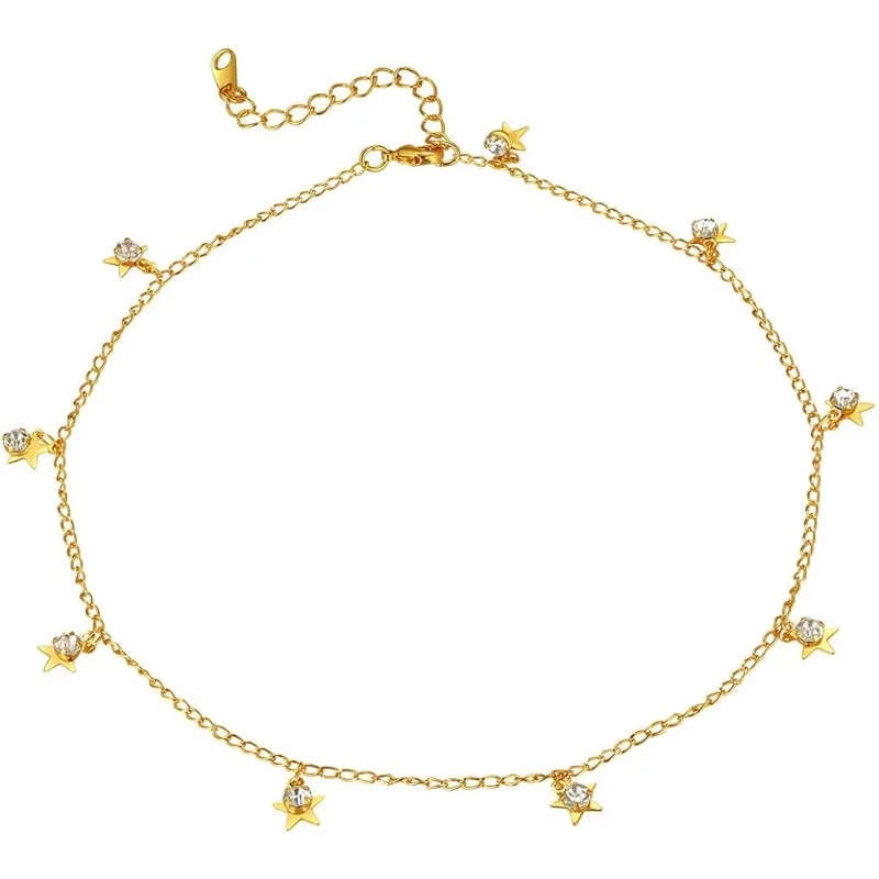 

14K Gold Layered star Chain link Choker Necklaces for Women Girls Hypoallergenic