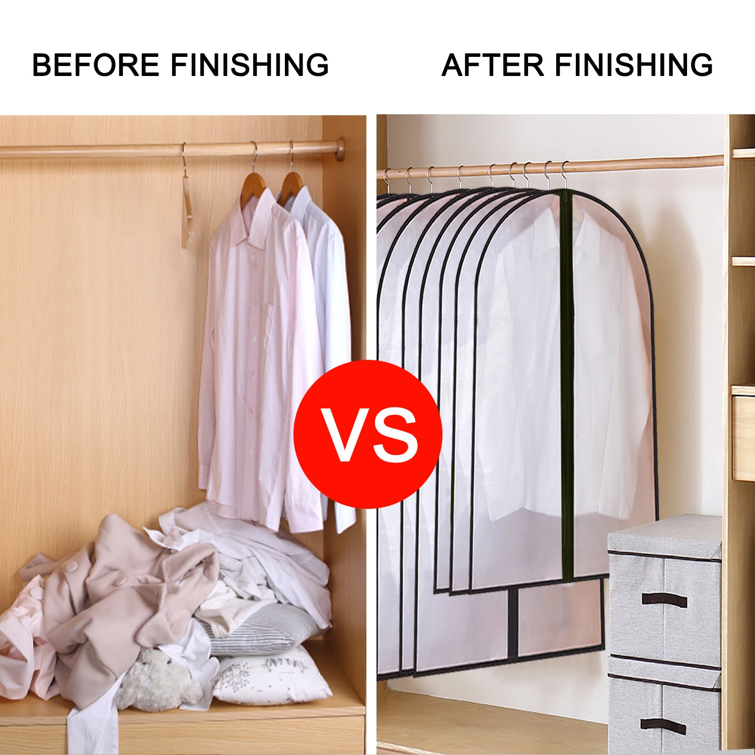 Capa Dustproof e Dustproof Suit, Casaco Transparente, Roupas Domésticas, Saco de Buggy, Roupas Penduradas