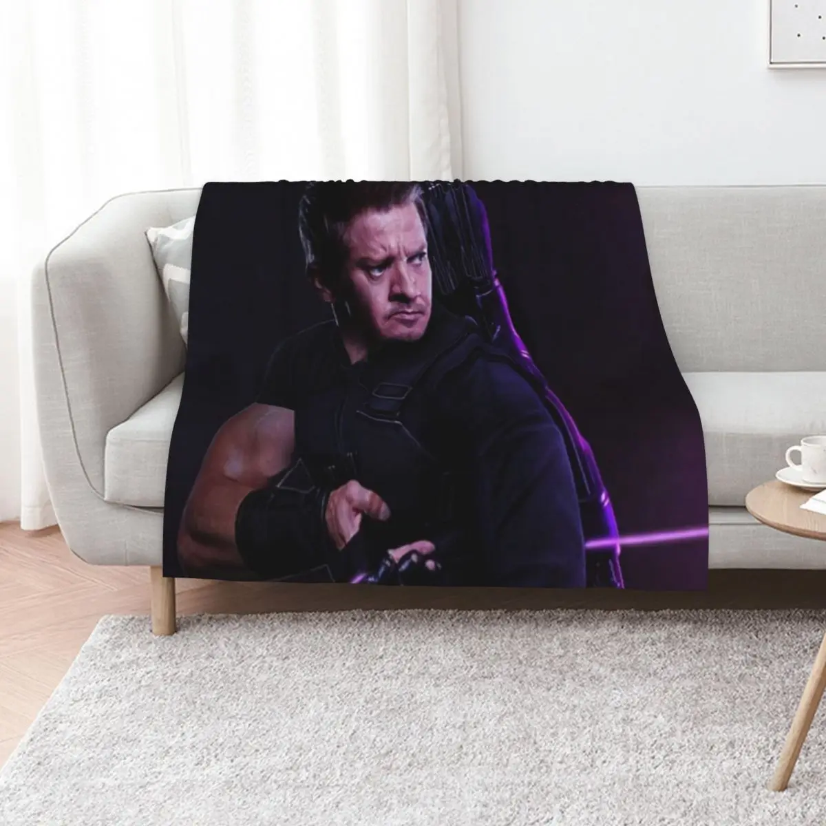 jeremy renner Throw Blanket Fuzzy Plush Throw Blanket for Sofa Chair