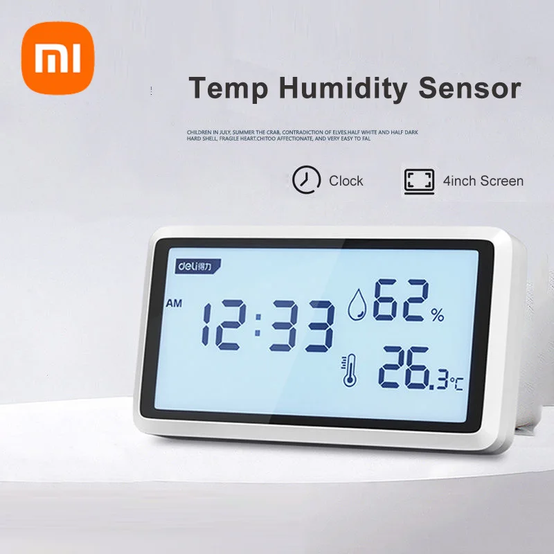 Xiaomi Deli Electronic Thermometer Hygrometer Weather Station Clock Timer High Precision LCD Screen Meter Temperature Controller