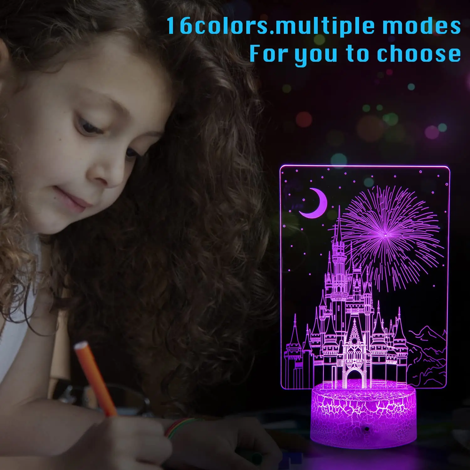 Criativo 3d ilusão lâmpada castelo luz da noite 16 cores mudando castelo crianças luz da noite menino ou menina natal presentes brithday