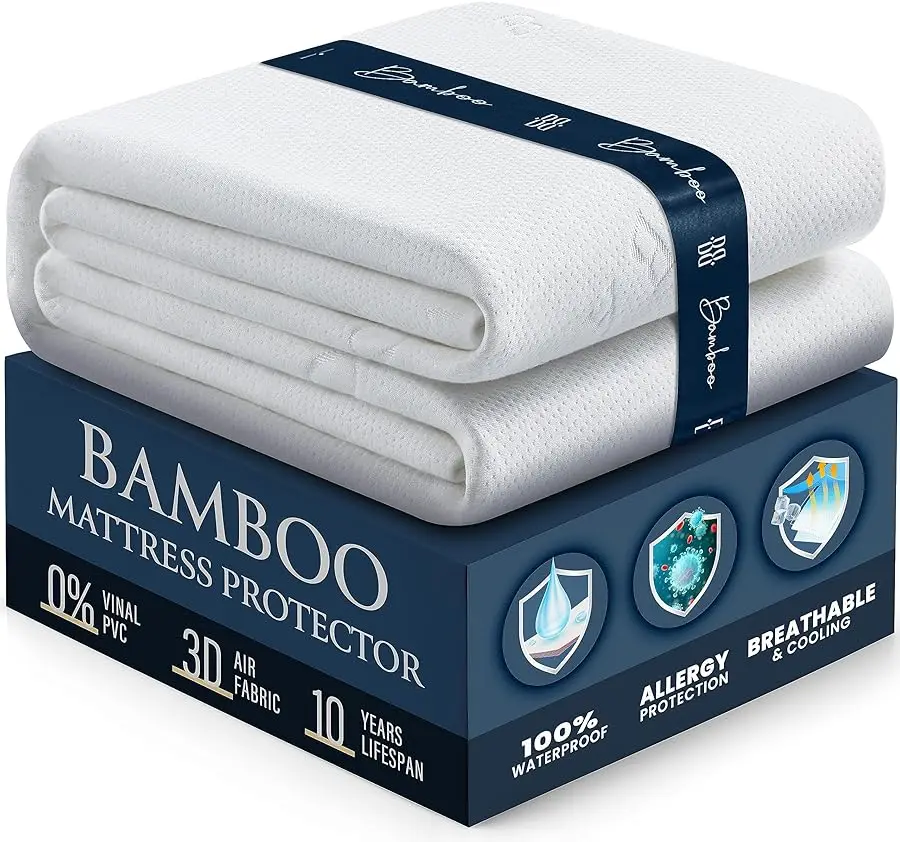 

Waterproof Mattress Protector Full - 3D Air Fabric Bamboo Mattress Protector Breathable Mattress Co er, Noisless & Crinkle Free