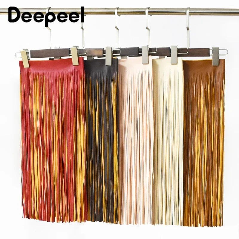 1Pc 66*50/70cm Leather Fringe Tassel Lace Trim Ribbon Long Fringes for Jacket Clothes Dress Edging DIY Crafts Sewing Accessories