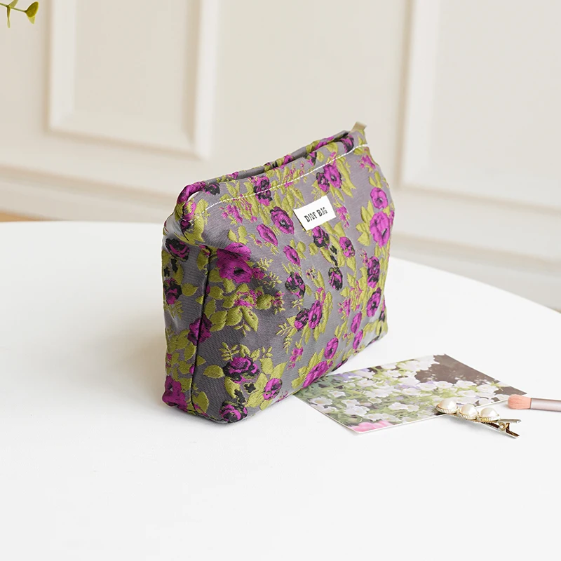 الزهور الملونة السيدات حقيبة مستحضرات التجميل سعة كبيرة حقيبة تخزين مستحضرات التجميل سستة تصميم حقيبة أدوات الزينة المحمولة ركاب حقيبة صغيرة