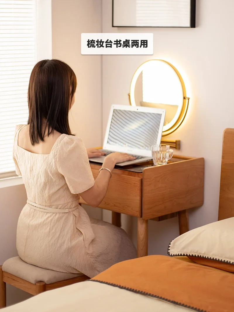 Mini dressing table, bedroom, solid wood dressing table, small and extremely narrow dressing table, Japanese style simple bedsid