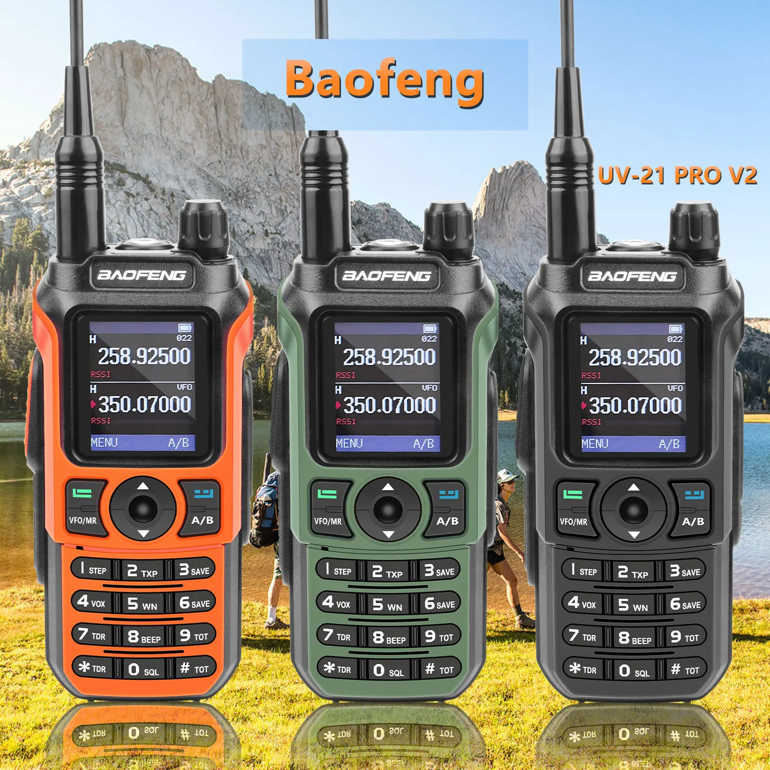 Baofeng UV-21 PRO V2 Walkie Talkie Multi-Band Amateur FM Air Band VOX Scrambler Two Way Radio UV-21Pro V2