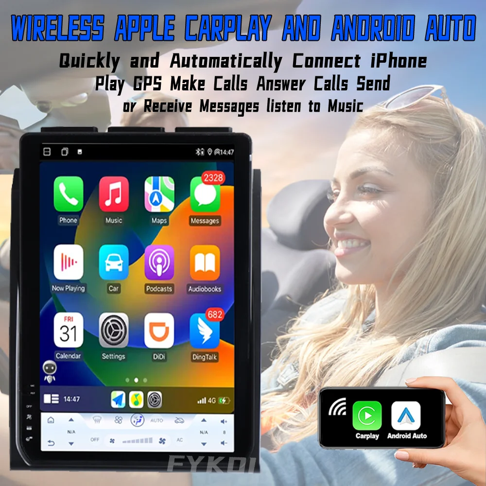14.5 Inch Carpaly For Ford F150 2015-2022 Tesla Style Car Intelligent Systems Android 15 Stereo Video Player 4G Head Unit GPS FM