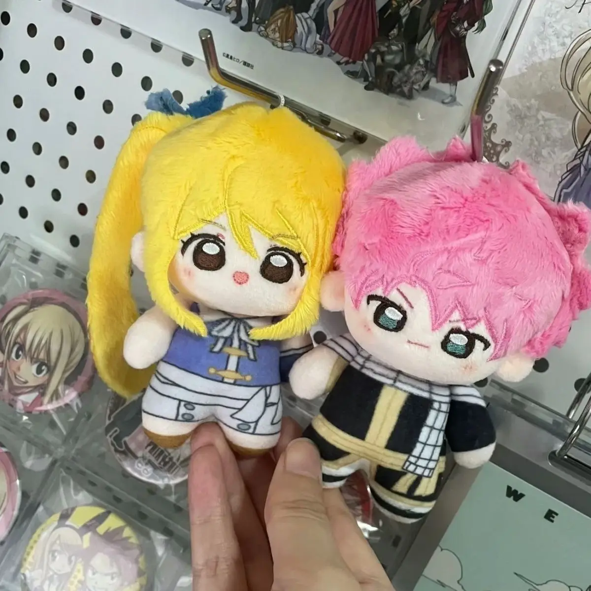

10CM Anime FAIRY TAIL Lucy Heartfilia Natsu Cotton Doll Peripheral Toys Plush Doll Backpack Pendant Decor Halloween Party Gifts