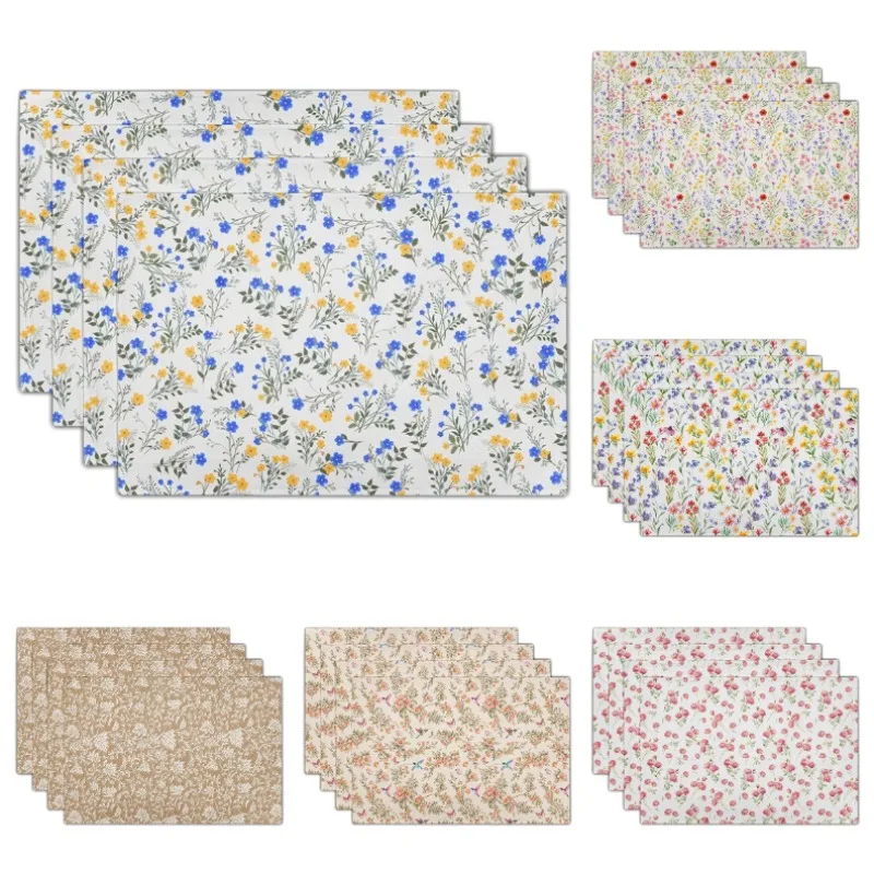 Vintage Blumen-Tischsets Rustikale Landhaus-Tischdekoration Rutschfeste Hitzebeständige Tischunterlage Frühling Sommer Heimdekoration Esstischmatte