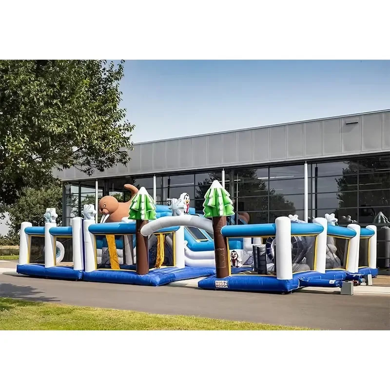 Ultra Strong Big Inflatable Iceland Christmas Tree Bouncy Castle Penguin Jumping House Big Seal Slide Park Kids Inflatable